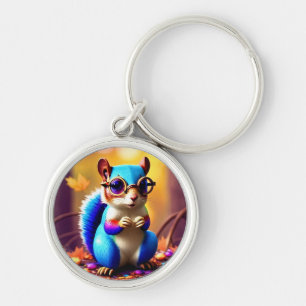 Chaveiro Esquilo Azul Fofo com Óculos-56786