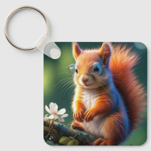 Chaveiro Esquilo Castanho Bonito Sentado No Ramal