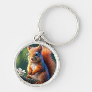 Chaveiro Esquilo Castanho Bonito Sentado No Ramal