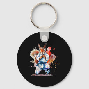 Chaveiro Esquilo de Judô Aquarela Karatê MMA Amante de Esqu