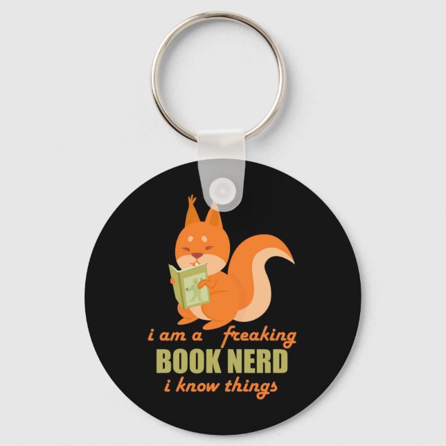 Chaveiro Esquilo do Nerd de Livro (Frente)
