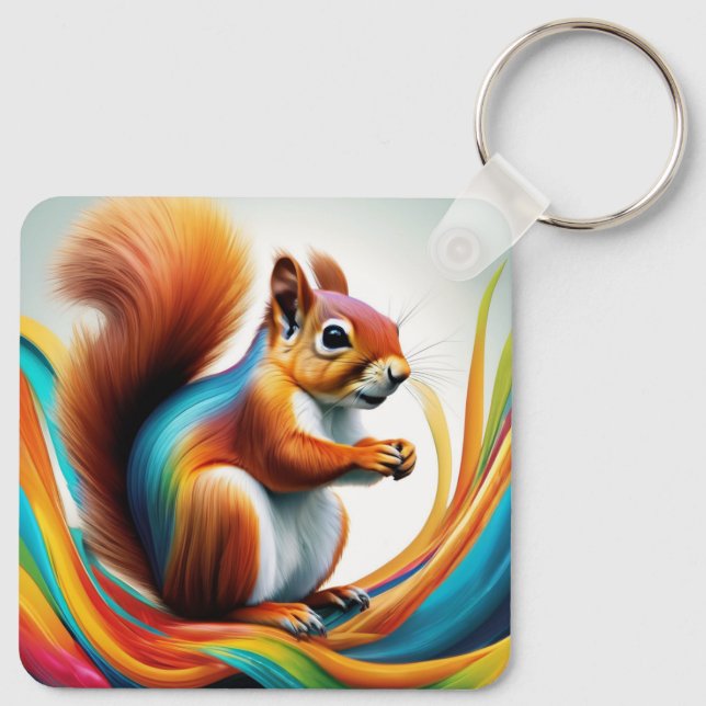 Chaveiro Esquilo Pintado de Arco-Íris (Verso)