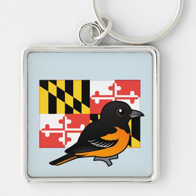Chaveiro Estado Birdorable de Maryland: Baltimore Oriole (Frente)