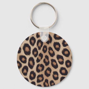 Chaveiro Estampa Animal Clássica de Leopardo Marrom Guepard