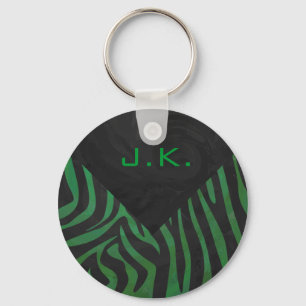 Chaveiro Estampa Preta e Verde Monograma de Zebra
