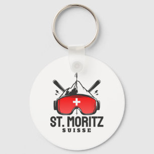 Chaveiro Estância de esqui de St. Moritz Suíça Esqui retrô