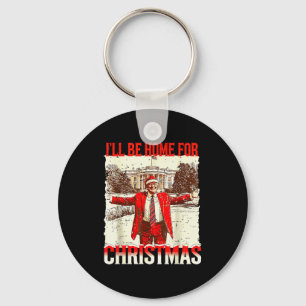 Chaveiro Estarei em Casa no Natal Papai Noel Vintage Engraç