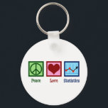 Chaveiro Estatísticas de Amor de Paz<br><div class="desc">Presente de Estatísticas do Amor pela Paz. Um legal design estatístico com um sinal de paz,  coração e um gráfico com dados estatísticos para um estatístico.</div>