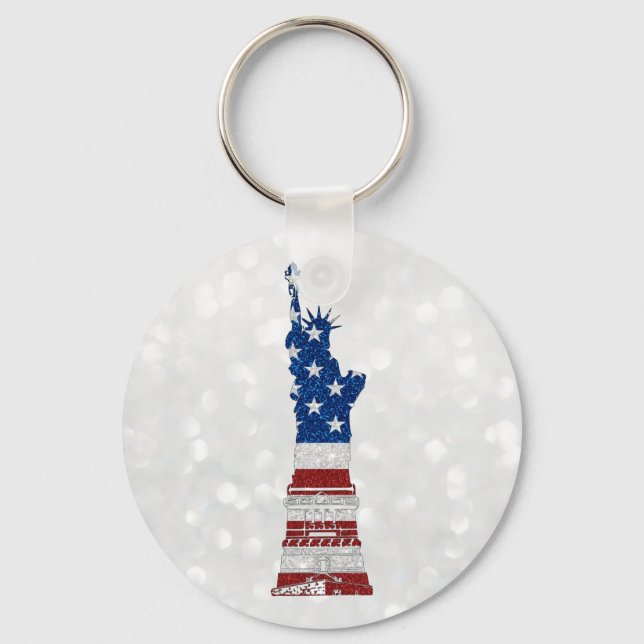 Chaveiro Estátua da Liberdade 4 de julho Glitter (Frente)
