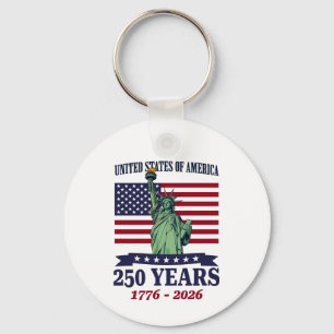 Chaveiro Estátua da Liberdade dos EUA 250 Anos 1776-2026