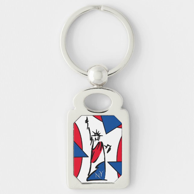 Chaveiro Estátua da Liberdade NY Vermelho Branco e Azul (Frente)
