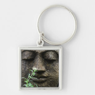 Chaveiro Estátua de jardim de pedra com flor