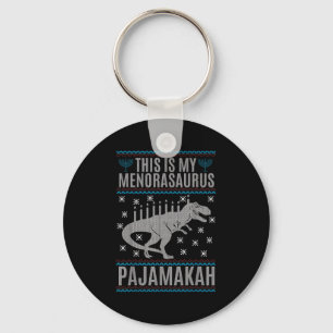 Chaveiro Este É Meu Menorah-Surus Feliz Hanukkah Dinossaur