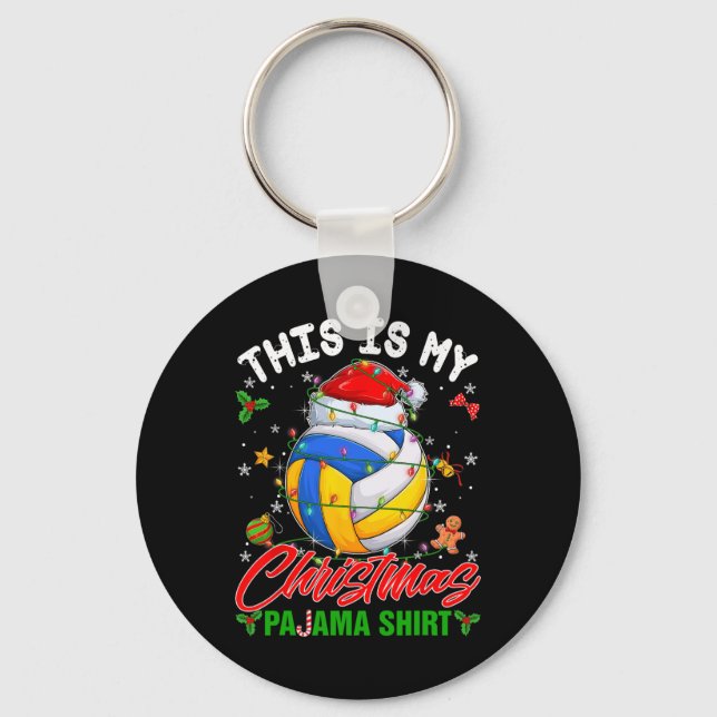 Chaveiro Este É Meu Natal Pajama Voleibol Santa Hat X (Frente)