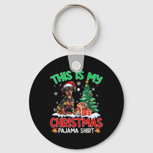 Chaveiro Este É O Meu Cachorro De Pajama Doberman De Natal