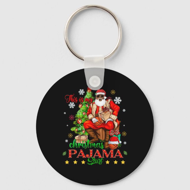 Chaveiro Este É O Meu Natal Pajama Afro-Americano (Frente)