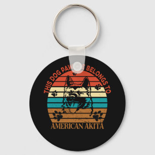 Chaveiro Este Pawdre pertence à América Akita Pai Cachorro 