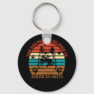 Chaveiro Este Pawdre pertence à América Akita Pai Cachorro 