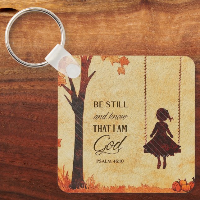Chaveiro Esteja quieto e saiba que sou Deus Bíblia Verse Ps (Frente)