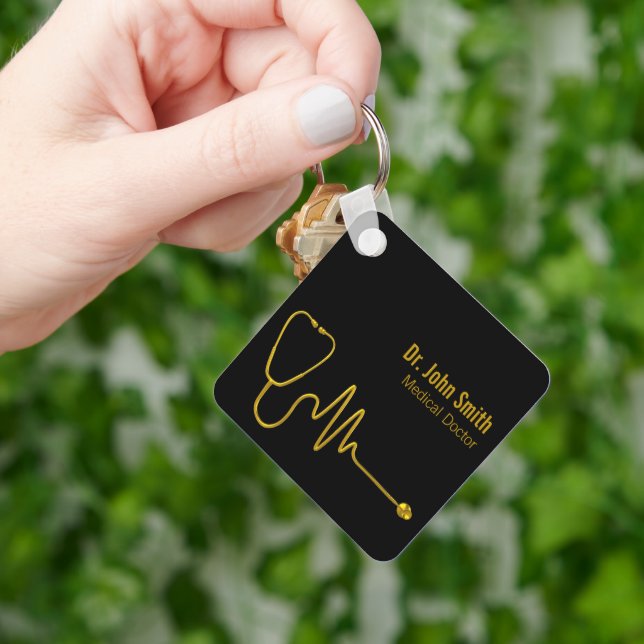 Chaveiro Estetoscópio de Luxo Onda ECG Linha EKG Médica (Mão)