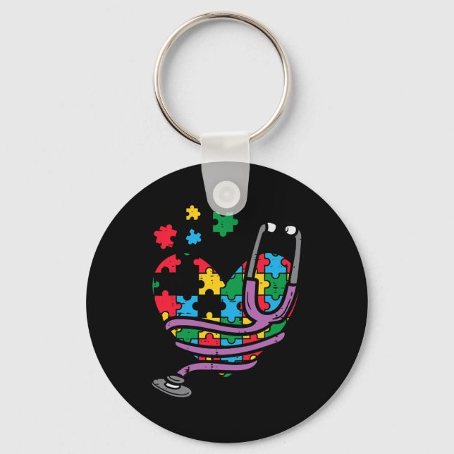 Chaveiro Estetoscópio do Coração quebra-cabeça (Frente)