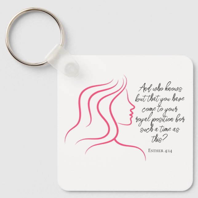 Chaveiro Esther 4:14 Bíblia de script - Silhueta rosa versá (Frente)