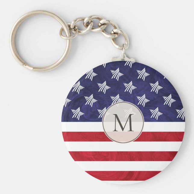 Chaveiro Estilizado, vermelho, branco, azul, bandeira ameri (Frente)