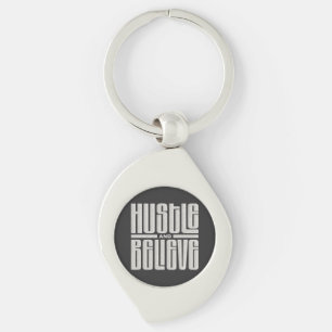 Chaveiro Estilo bordado motivacional Hustle e Acredite