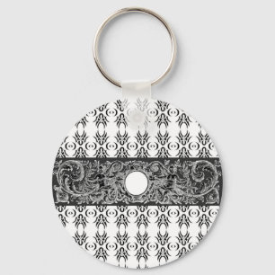 Chaveiro Estilo branco-preto clássico Barroco para personal