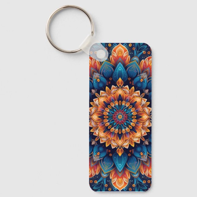 Chaveiro Estilo de Arte Digital de Flor de Mandala-23907 (Frente)