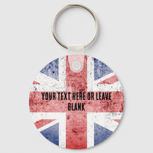 Chaveiro Estilo de arte pop Union Jack design. Personalizar (Frente)
