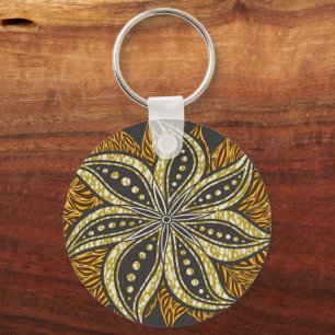 Chaveiro Estilo de Batik Floral Abstrato africano