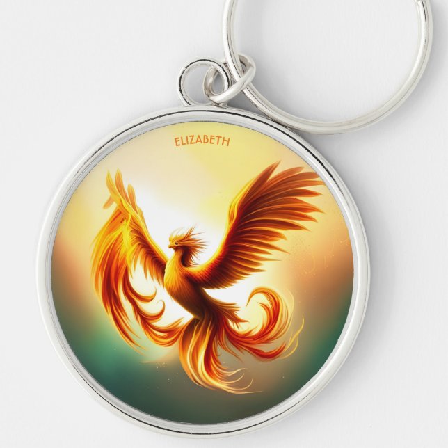 Chaveiro Estilo de Deco de Arte de Phoenix, Ouro de Fantasi (Frente)