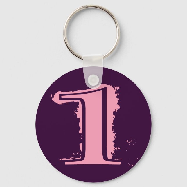 Chaveiro Estilo de Grunha Rosa Número 1 (Frente)