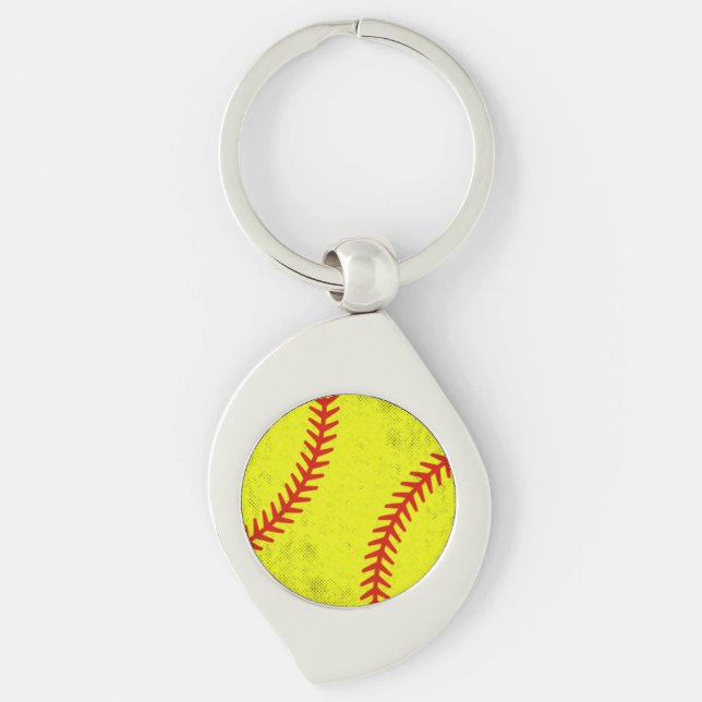 Chaveiro Estilo de Jogo de Softball Retro Athletic Fastpitc (Frente)