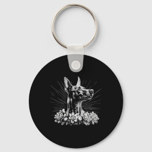 Chaveiro Estilo de Tatuagem Retroativa Doberman Pinscher Cã