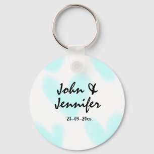 Chaveiro estilo de texto minimalista simples branco casamen