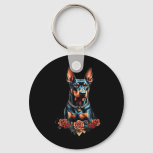 Chaveiro Estilo Escolar Antigo Cão Arte Vintage Doberman Ta