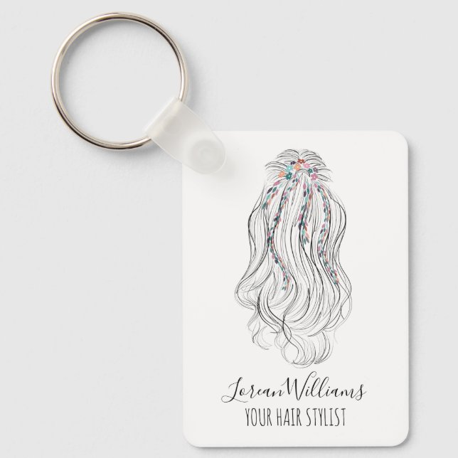 Chaveiro Estilo Moderno Boho de Cabelo de Noiva QR  (Frente)