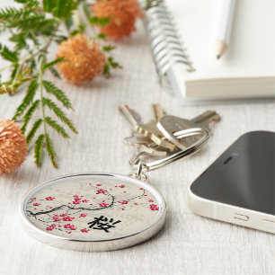 Chaveiro Estilo Oriental Sakura Cherry Blossom Art