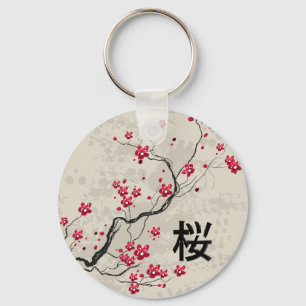 Chaveiro Estilo Oriental Sakura Cherry Blossom Art