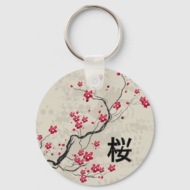 Chaveiro Estilo Oriental Sakura Cherry Blossom Art (Frente)