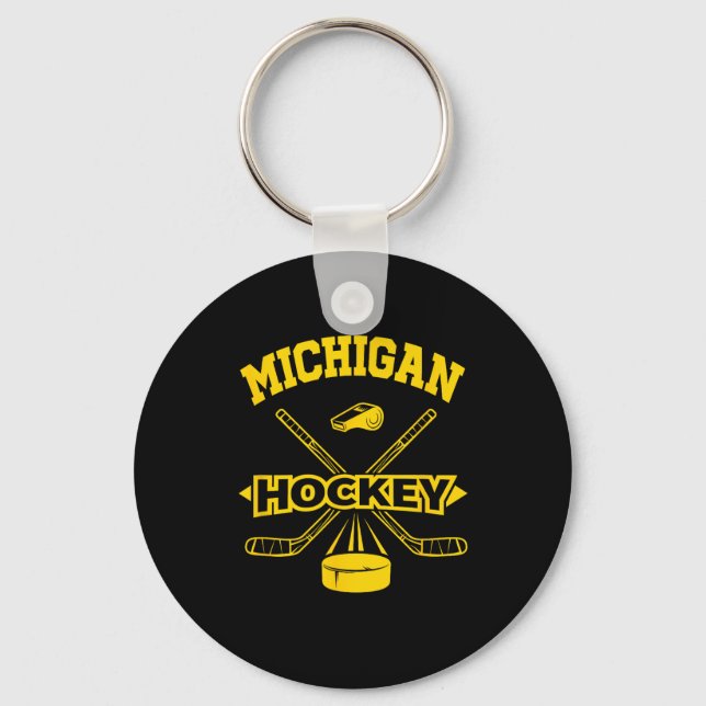 Chaveiro Estilo retrô de hóquei Michigan vintage (Frente)