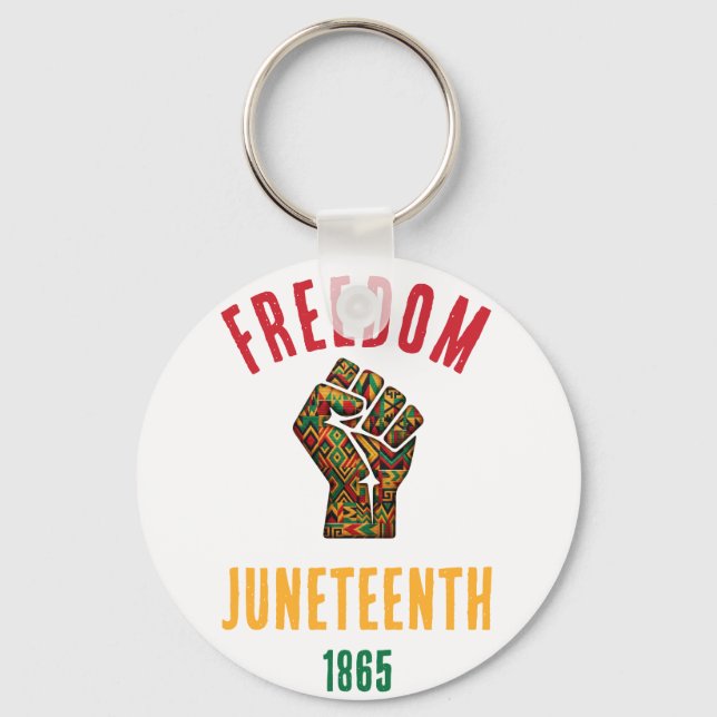 Chaveiro Estilo Retrô Juneteenth Liberdade 1865 Padrão Pan- (Frente)
