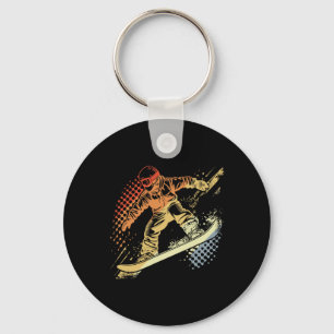 Chaveiro Estilo Retroativo Gráfico Snowboardin Alpino