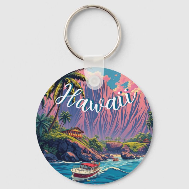 Chaveiro Estilo Vintage Viagem Honolulu Médio Havaiano - Pa (Frente)