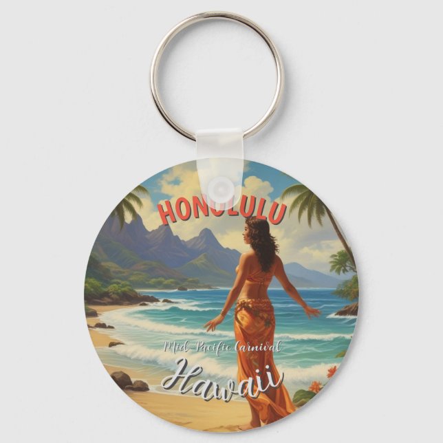 Chaveiro Estilo Vintage Viagem Honolulu Médio Havaiano - Pa (Frente)