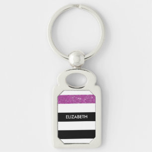 Chaveiro Estirpes Negras Modernas FAUX Roxo Glitz e Nome