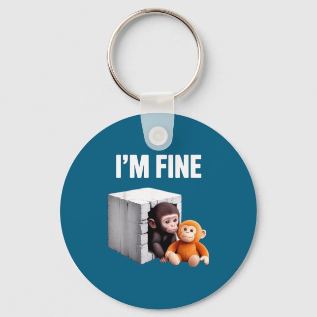 Chaveiro Estou bem macaco bebê fofo ansiedade meme humor  (Frente)