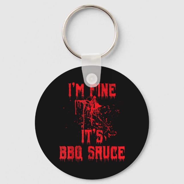 Chaveiro - Estou Bem Molho BBQ Funny Halloween Zumbi (Frente)